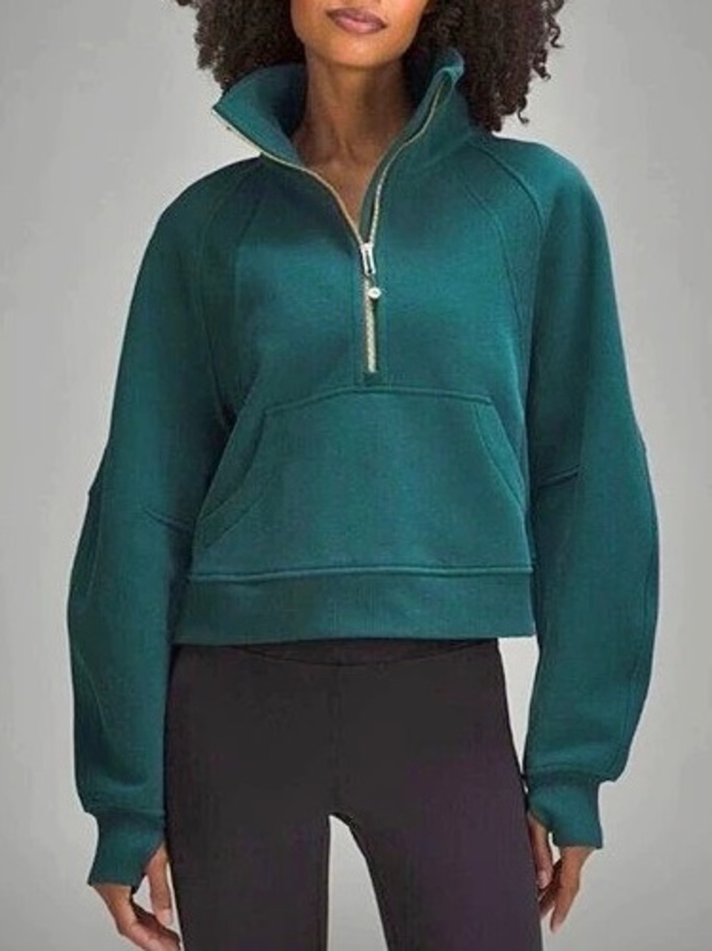 lululemon Scuba Oversized Funnel Neck  Half Zip Storm Green M/L